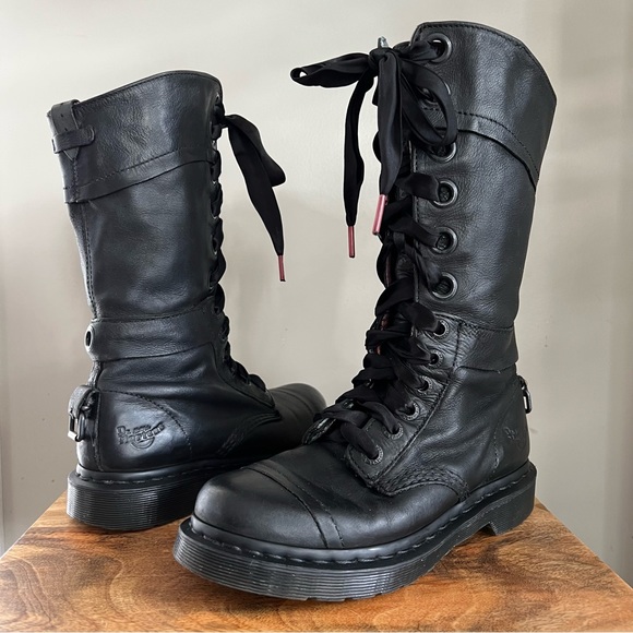 Dr. Martens Shoes - DR. MARTENS| Triumph Tall 12 Eyelet LaceUp Fold Over Plaid Combat Boots Size 6